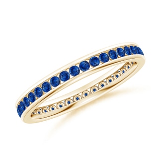 1.5mm AAA Channel Set Eternity Sapphire Wedding Ring in 60 Yellow Gold