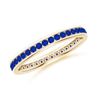 1.5mm AAAA Channel Set Eternity Sapphire Wedding Ring in 60 Yellow Gold