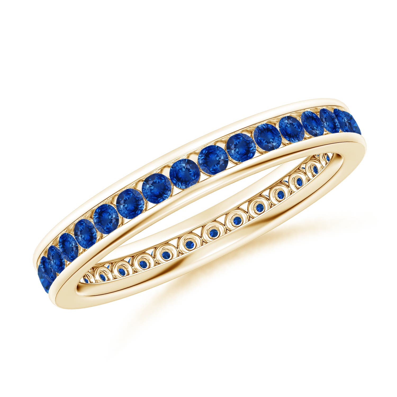 1.7mm AAA Channel Set Eternity Sapphire Wedding Ring in 55 18K Yellow Gold