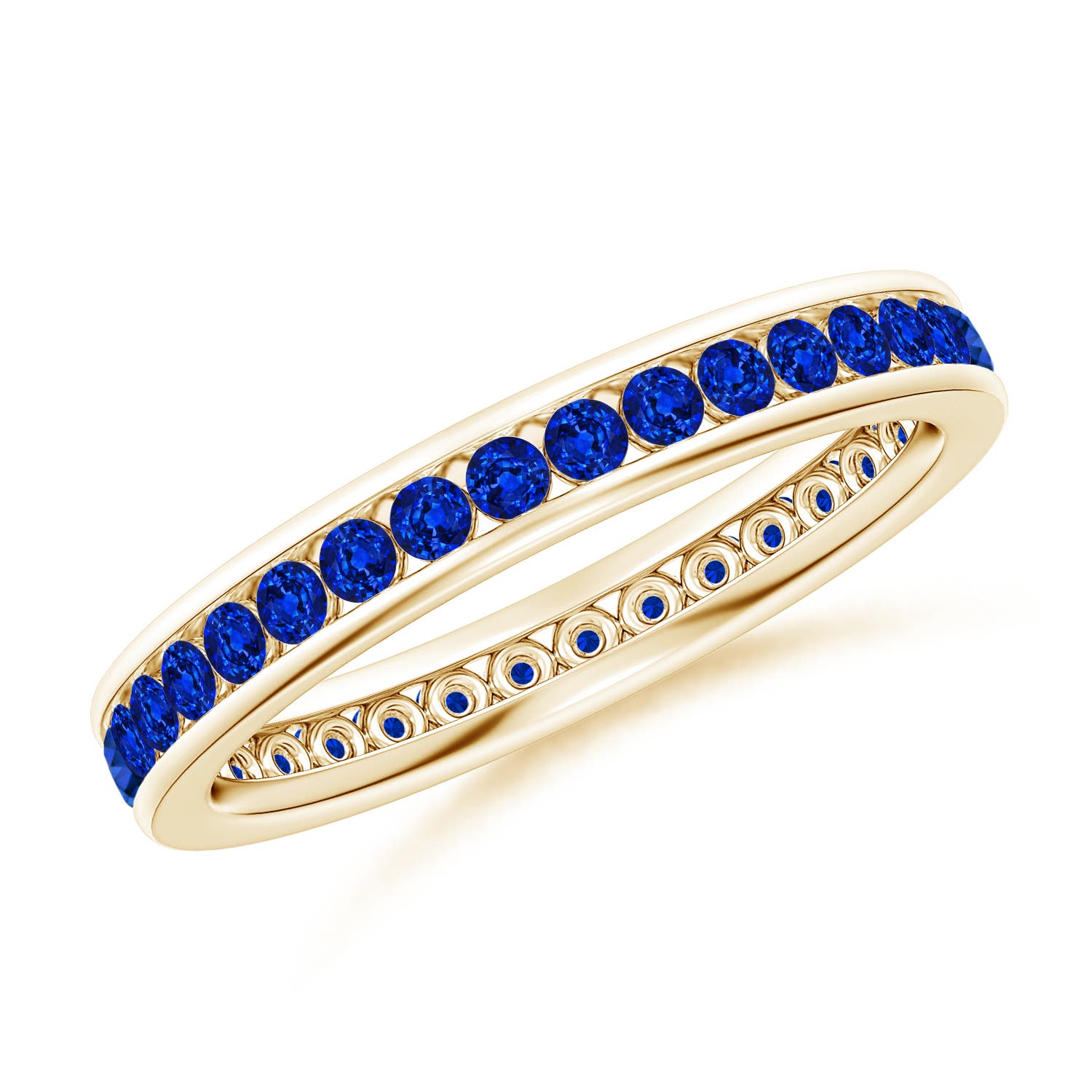 1.7mm AAAA Channel Set Eternity Sapphire Wedding Ring in 65 18K Yellow Gold
