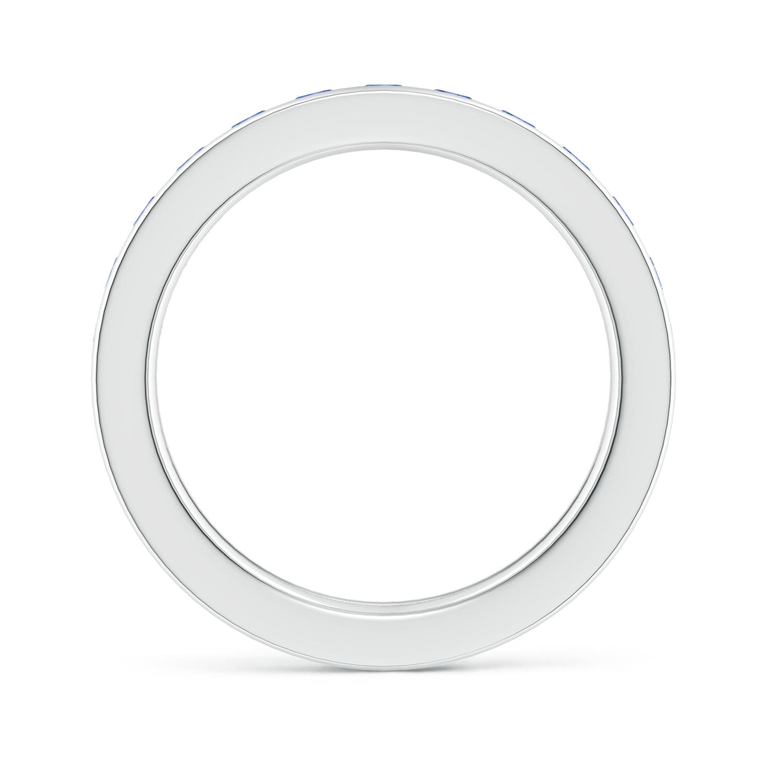 2.5mm AAAA Channel Set Eternity Sapphire Wedding Ring in 55 White Gold