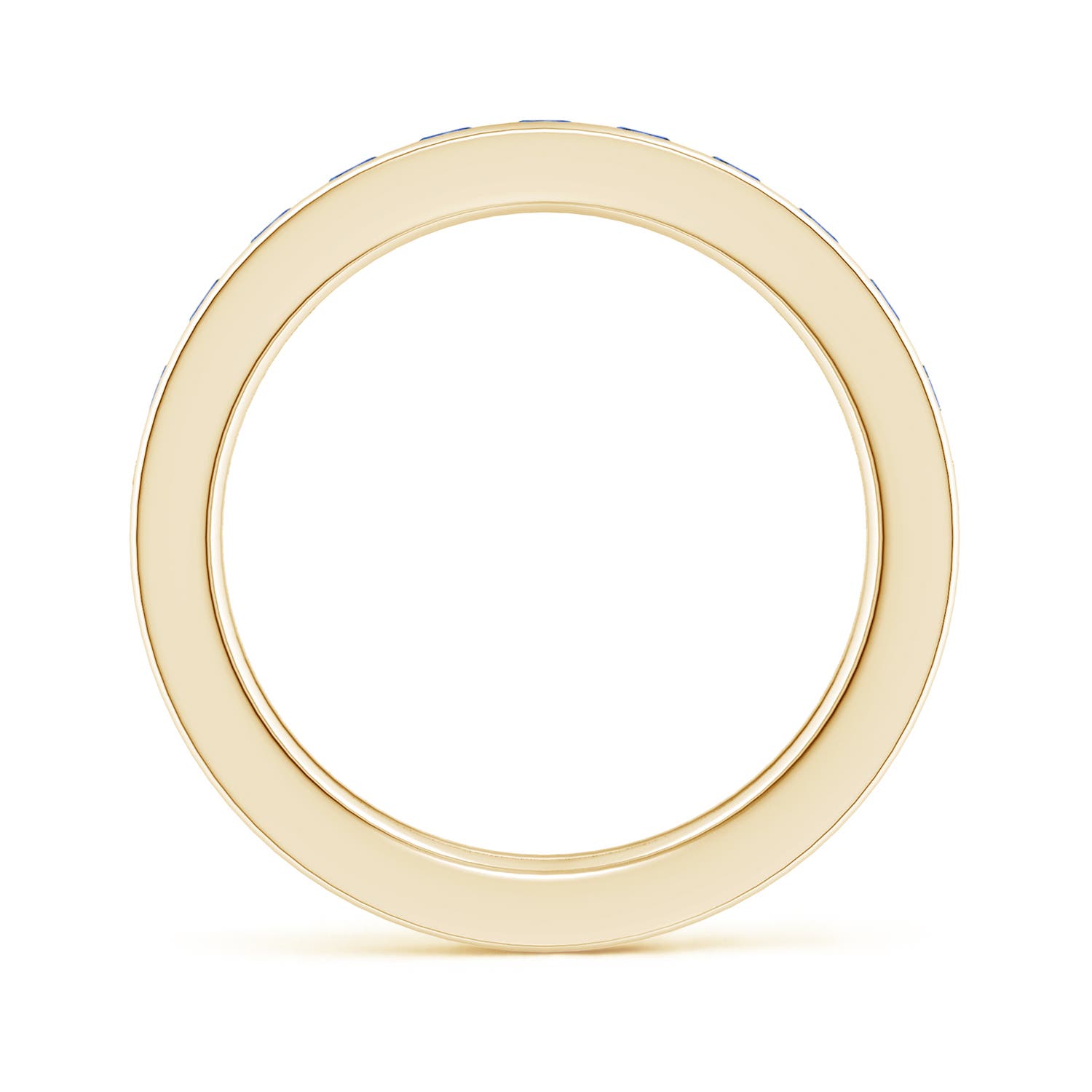 2.5mm AAAA Channel Set Eternity Sapphire Wedding Ring in 60 Yellow Gold