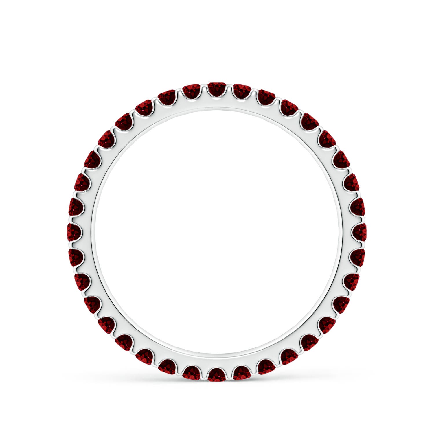 1.7mm AAAA Shared Prong Set Eternity Ruby Wedding Ring in 55 18K White Gold