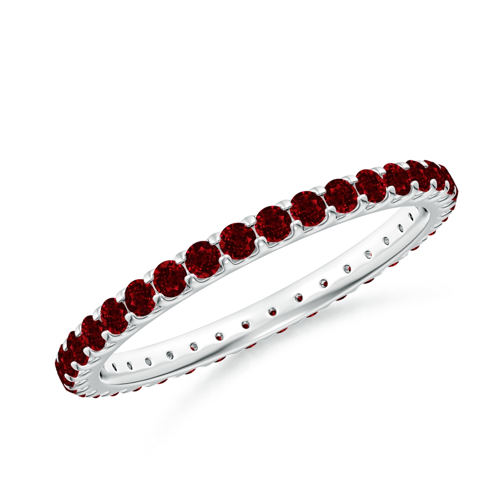 1.7mm AAAA Shared Prong Set Eternity Ruby Wedding Ring in 55 P950 Platinum
