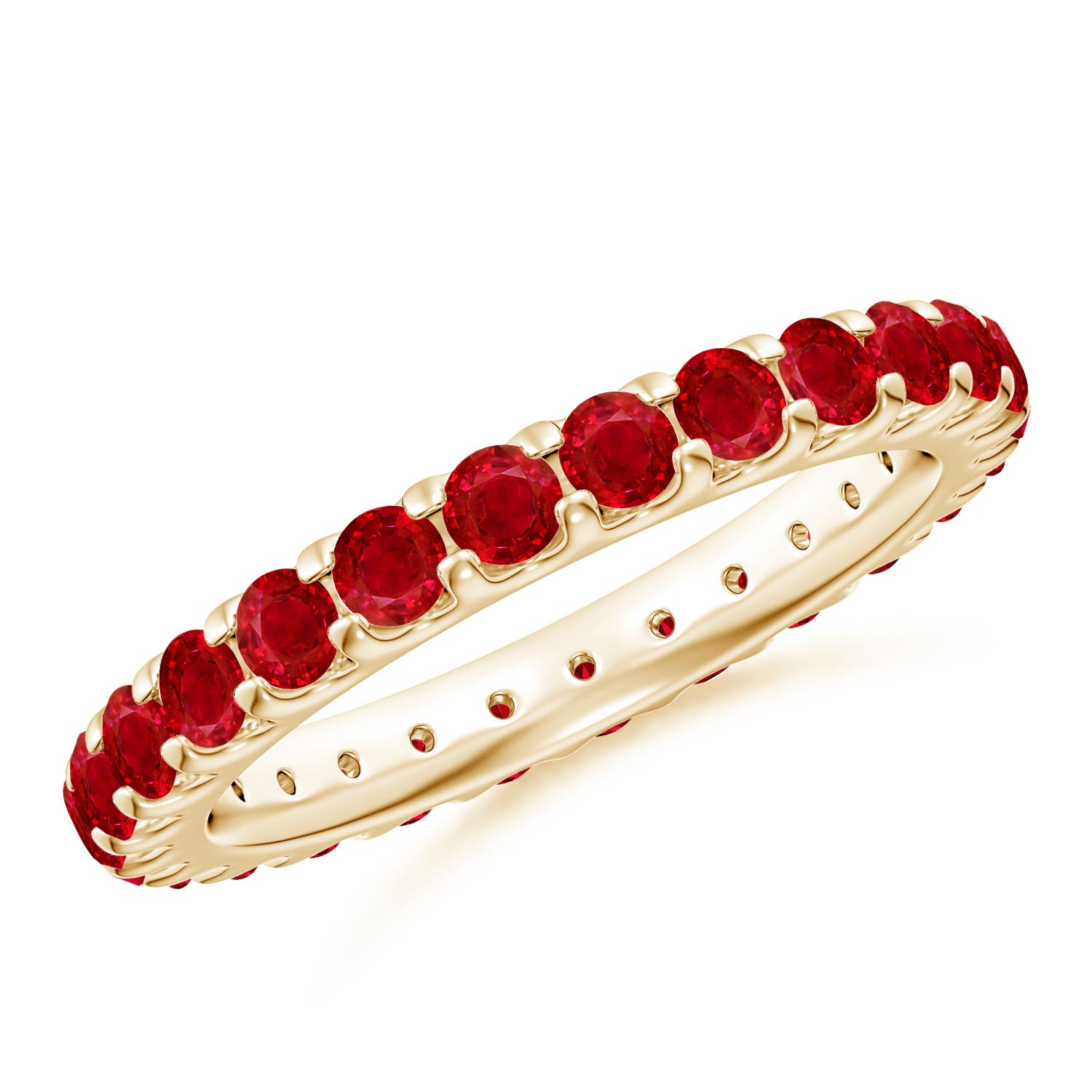 2.8mm AAA Shared Prong Set Eternity Ruby Wedding Ring in 55 18CT Yellow Gold