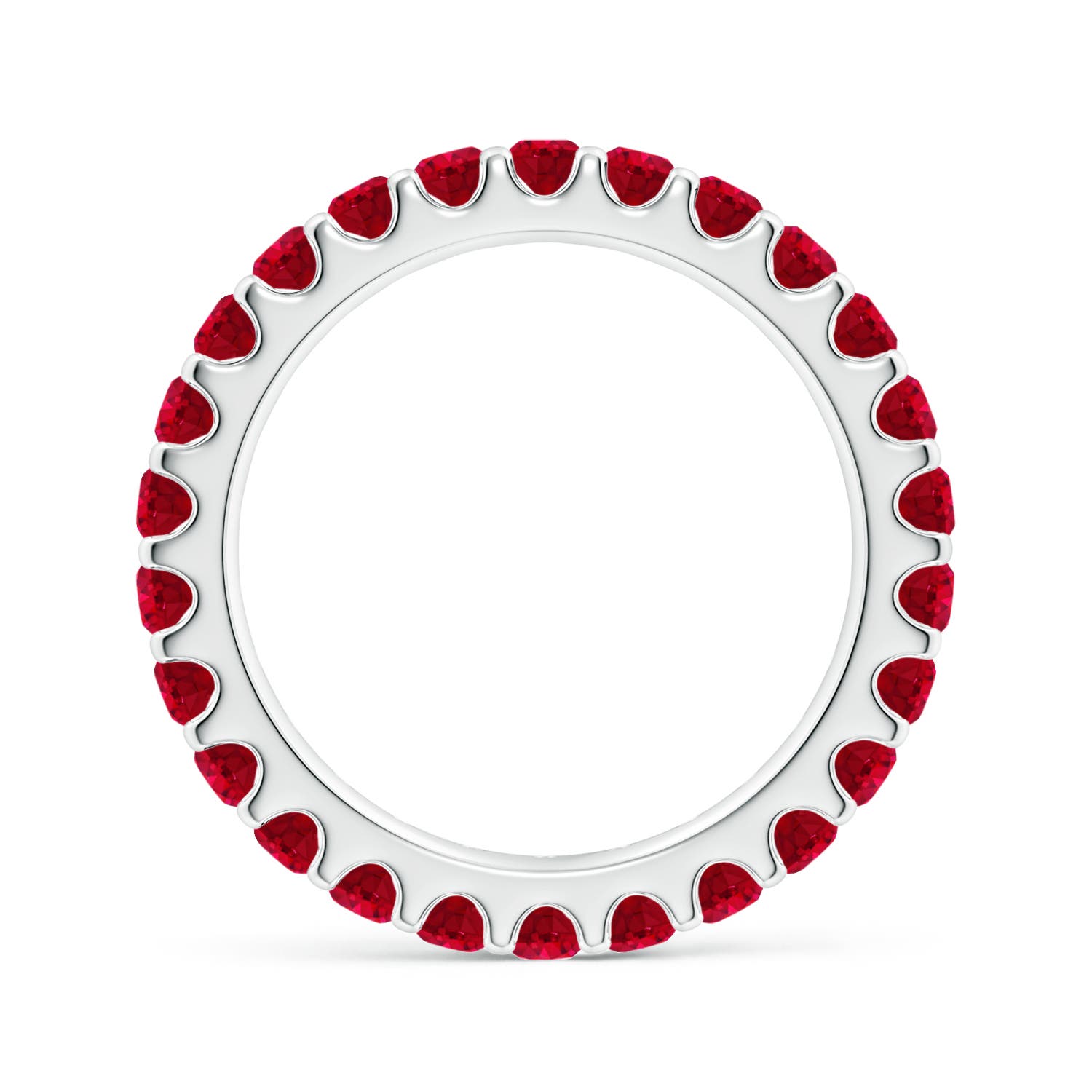 2.8mm AAA Shared Prong Set Eternity Ruby Wedding Ring in 55 White Gold