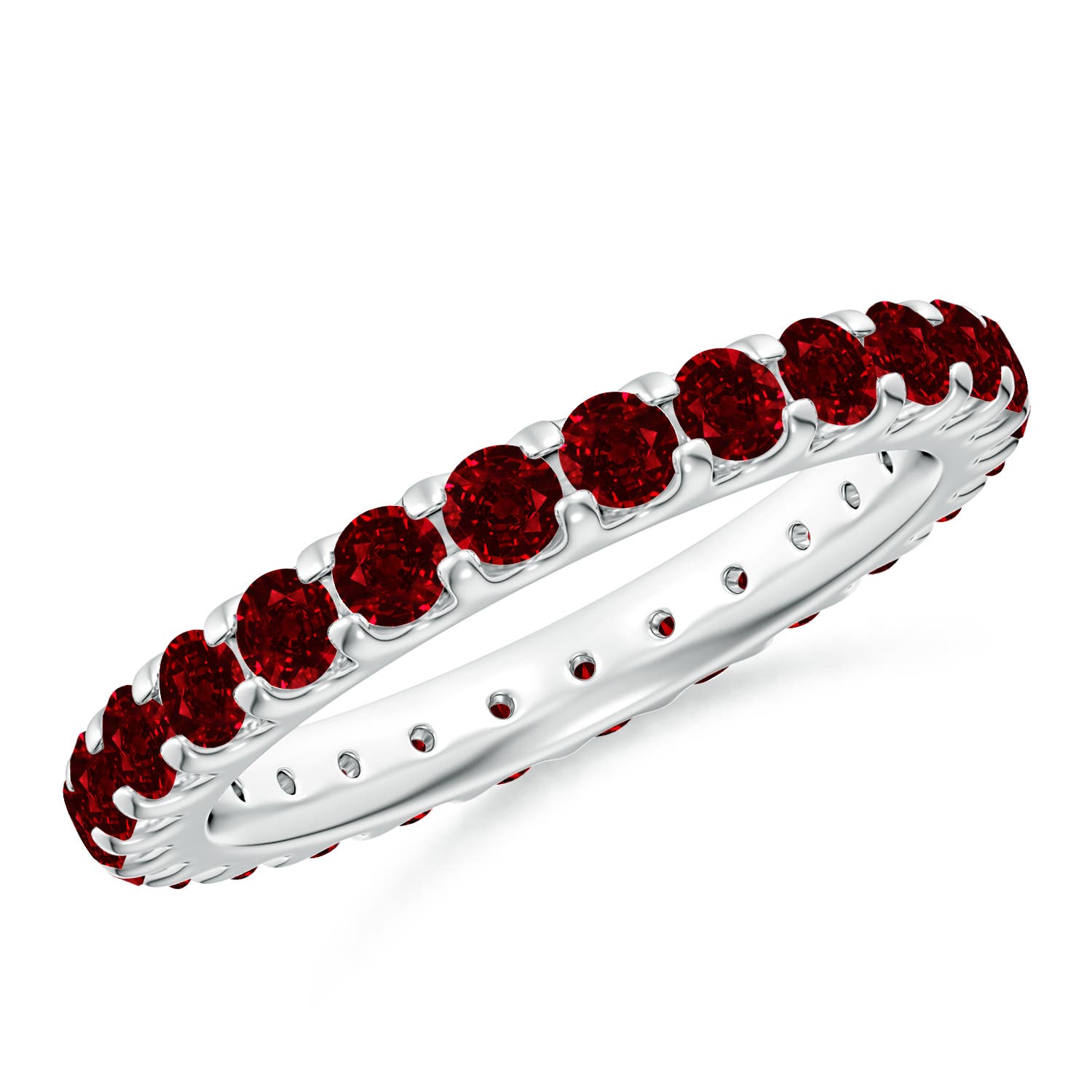 2.8mm AAAA Shared Prong Set Eternity Ruby Wedding Ring in 60 White Gold