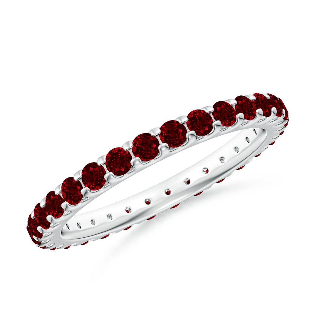 2mm AAAA Shared Prong Set Eternity Ruby Wedding Ring in 55 18K White Gold