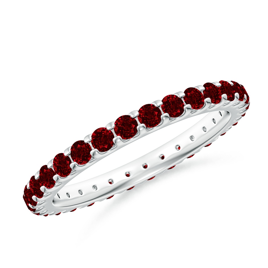 2mm AAAA Shared Prong Set Eternity Ruby Wedding Ring in 55 18K White Gold 