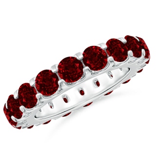 4mm AAAA Shared Prong Set Eternity Ruby Wedding Ring in 55 P950 Platinum