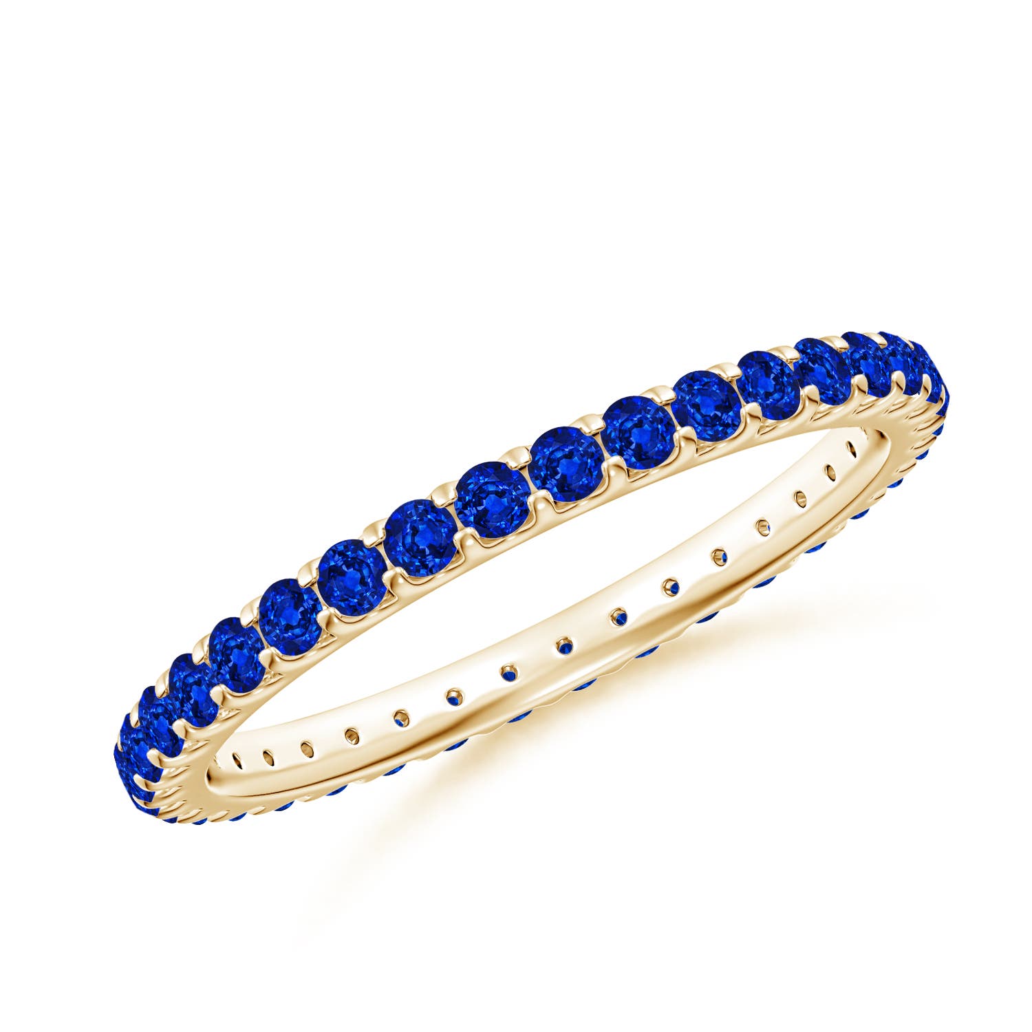 1.7mm AAAA Shared Prong Set Eternity Sapphire Wedding Ring in 55 18K Yellow Gold