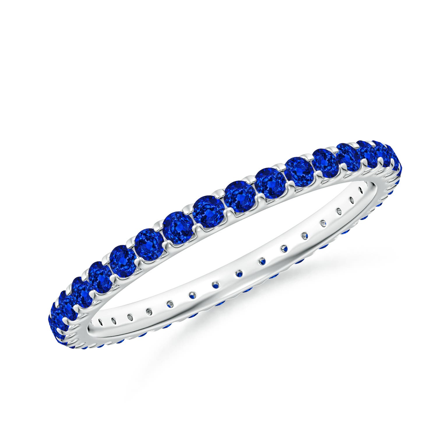 1.7mm AAAA Shared Prong Set Eternity Sapphire Wedding Ring in 60 18K White Gold