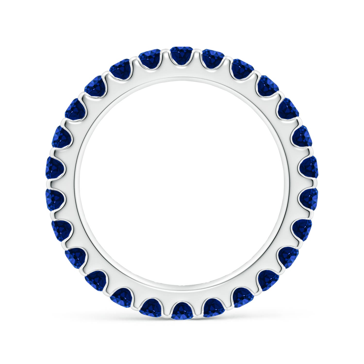 2.8mm AAAA Shared Prong Set Eternity Sapphire Wedding Ring in 55 18K White Gold