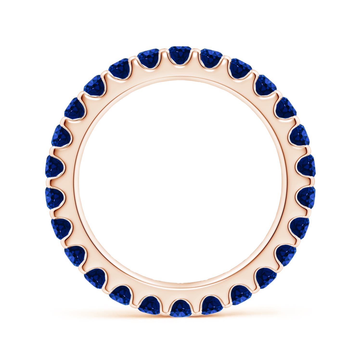 2.8mm AAAA Shared Prong Set Eternity Sapphire Wedding Ring in 55 Rose Gold