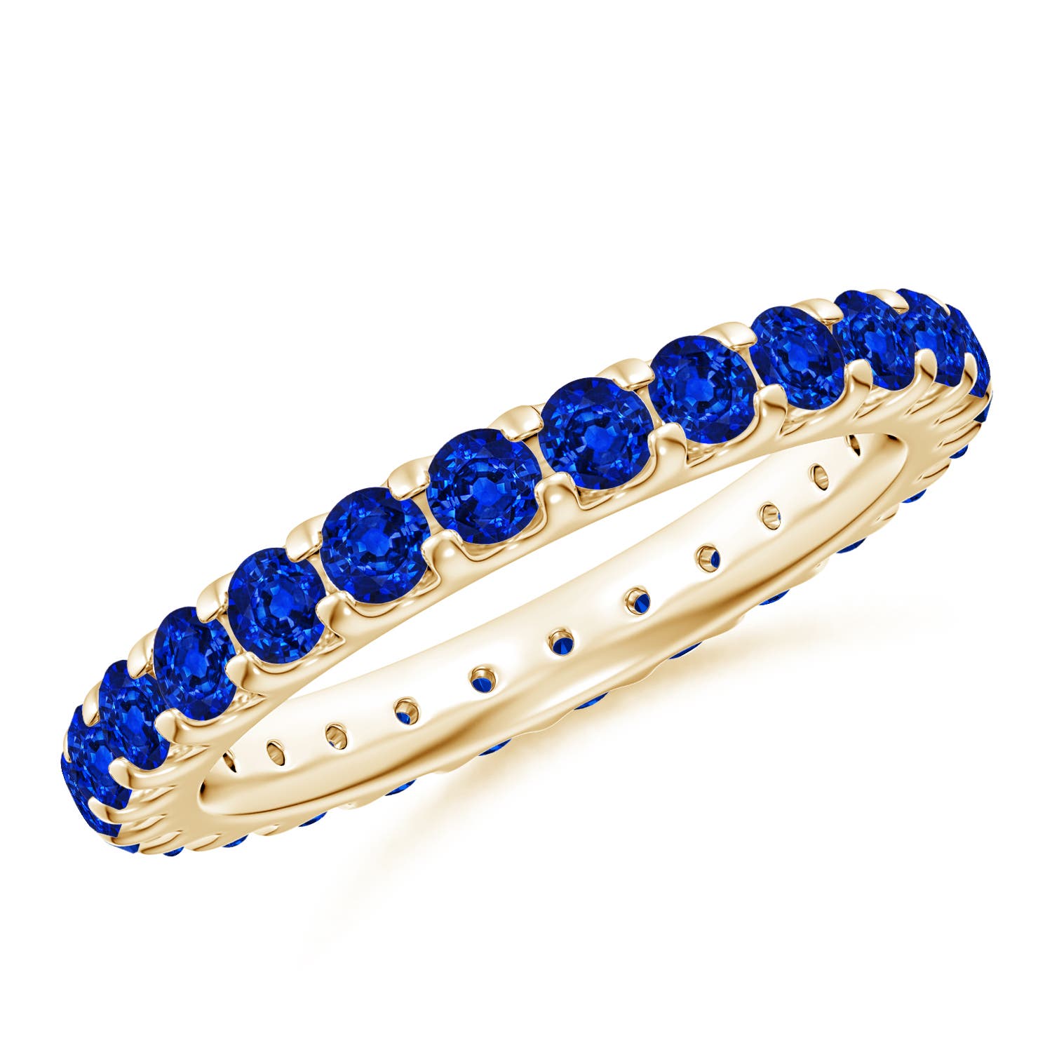 2.8mm AAAA Shared Prong Set Eternity Sapphire Wedding Ring in 55 Yellow Gold