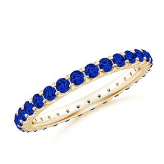 2mm AAAA Shared Prong Set Eternity Sapphire Wedding Ring in 70 Yellow Gold