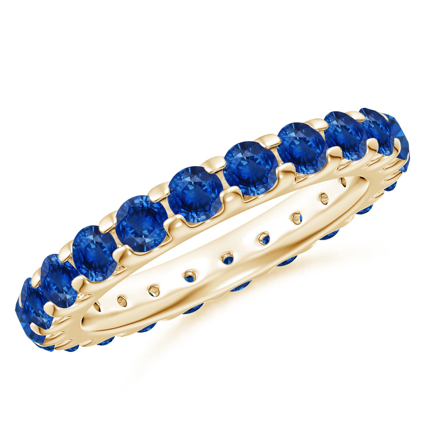 3.3mm AAA Shared Prong Set Eternity Sapphire Wedding Ring in 65 Yellow Gold