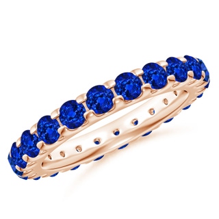3.3mm AAAA Shared Prong Set Eternity Sapphire Wedding Ring in 60 18K Rose Gold