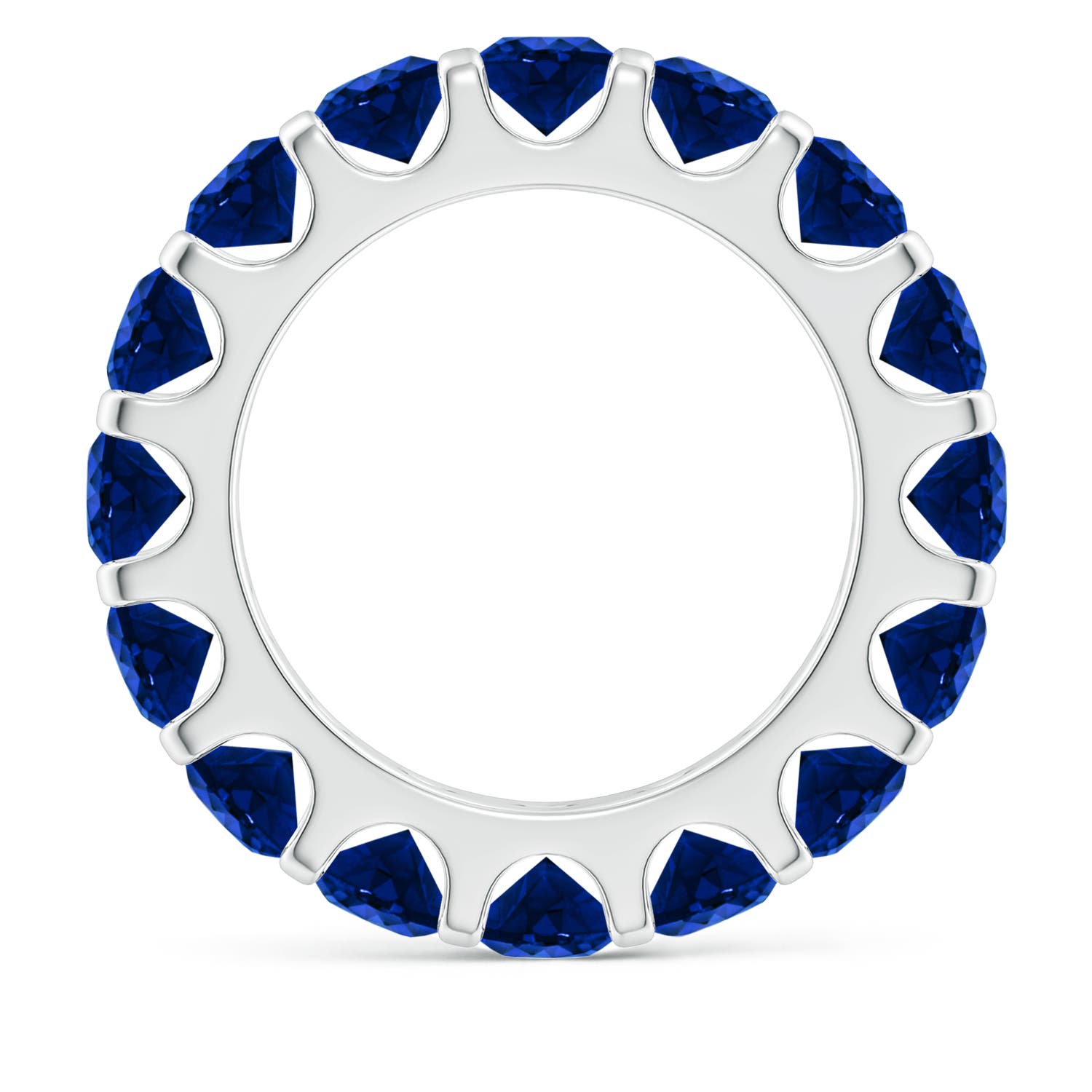 4.5mm AAAA Shared Prong Set Eternity Sapphire Wedding Ring in 55 White Gold