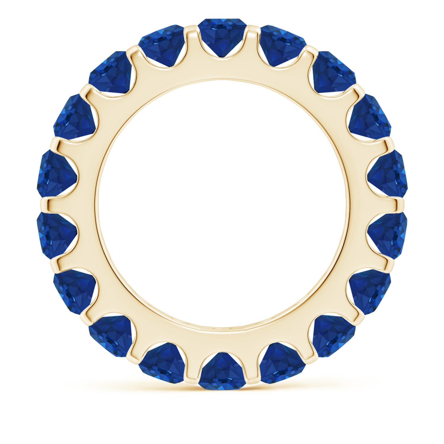 4mm AAA Shared Prong Set Eternity Sapphire Wedding Ring in 75 18K Yellow Gold - side 2