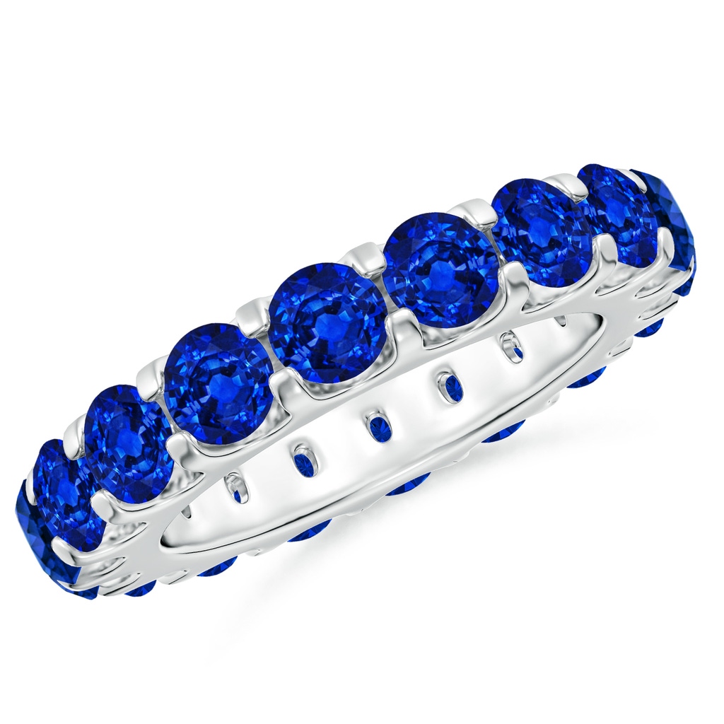 4mm Lab-Grown Shared Prong Set Eternity Sapphire Wedding Ring in 55 White Gold
