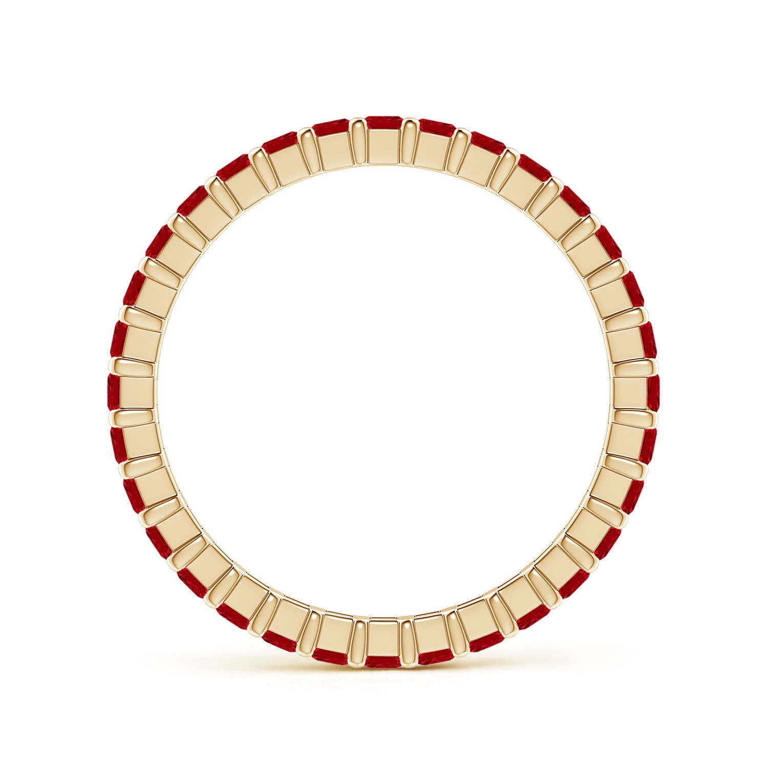 1.8mm AAAA Shared Prong Set Square Ruby Eternity Ring in 70 Yellow Gold - side 3