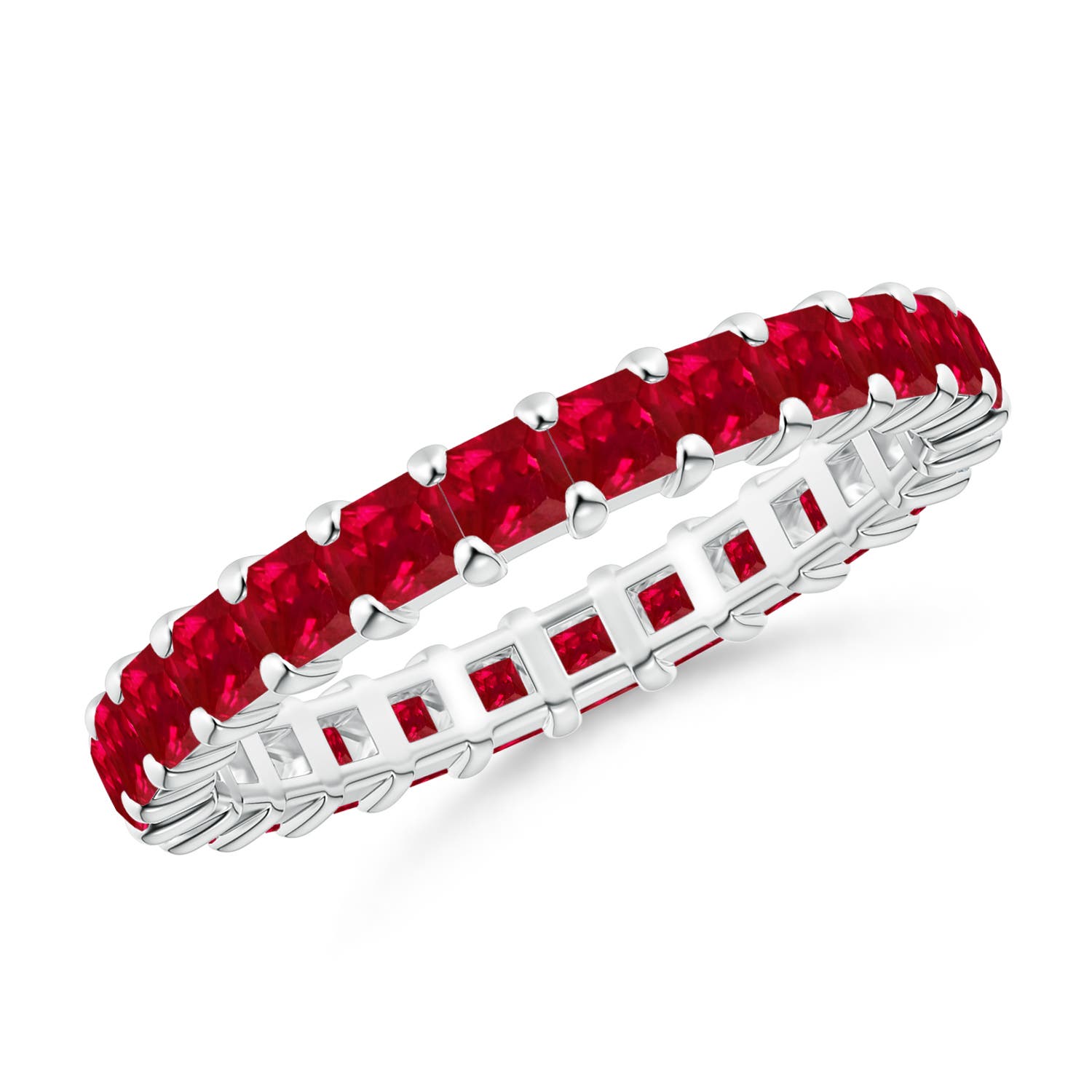 2.3mm AAA Shared Prong Set Square Ruby Eternity Ring in 55 P950 Platinum