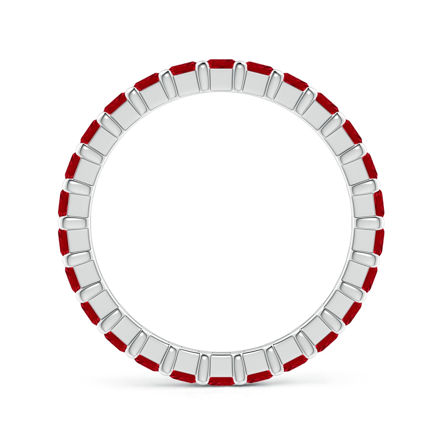 2.3mm AAAA Shared Prong Set Square Ruby Eternity Ring in 55 White Gold