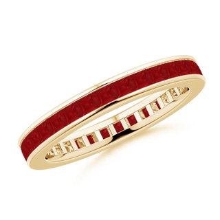 1.9mm AA Channel Set Square Ruby Eternity Wedding Ring in 55 10K Yellow Gold