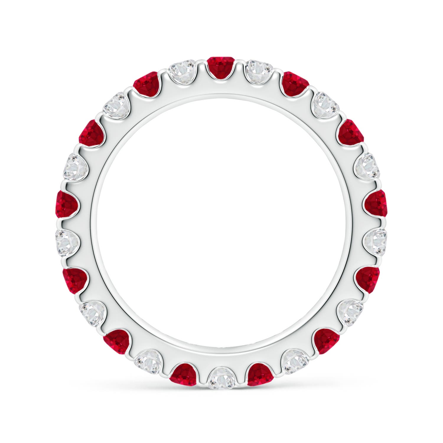 2.8mm AAA Shared Prong Ruby and Diamond Eternity Band in 60 White Gold