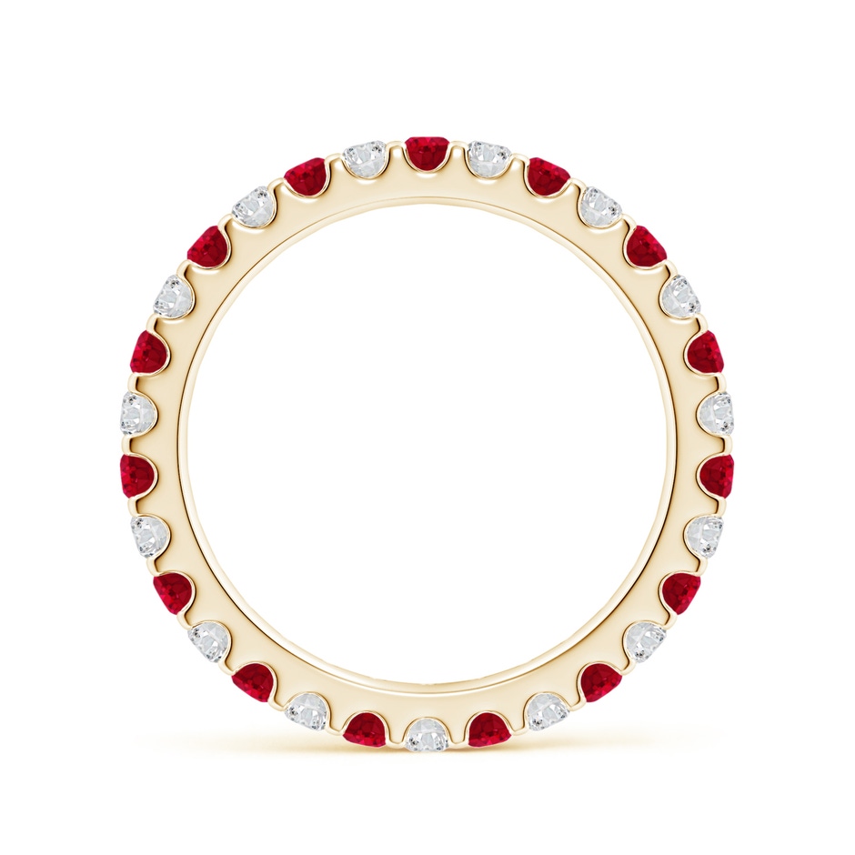 2mm AAA Shared Prong Ruby and Diamond Eternity Band in 70 Yellow Gold side 199