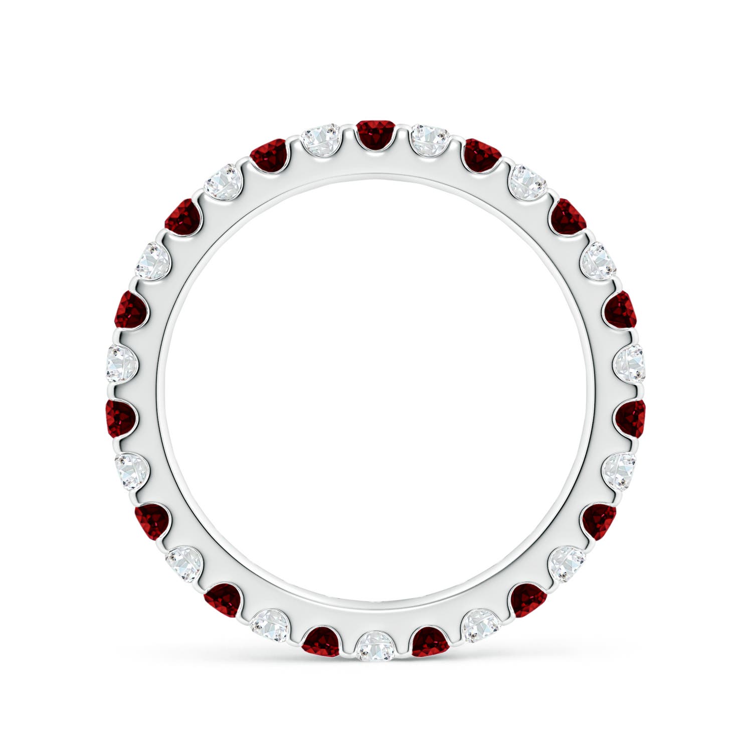 2mm AAAA Shared Prong Ruby and Diamond Eternity Band in 60 White Gold - side 3