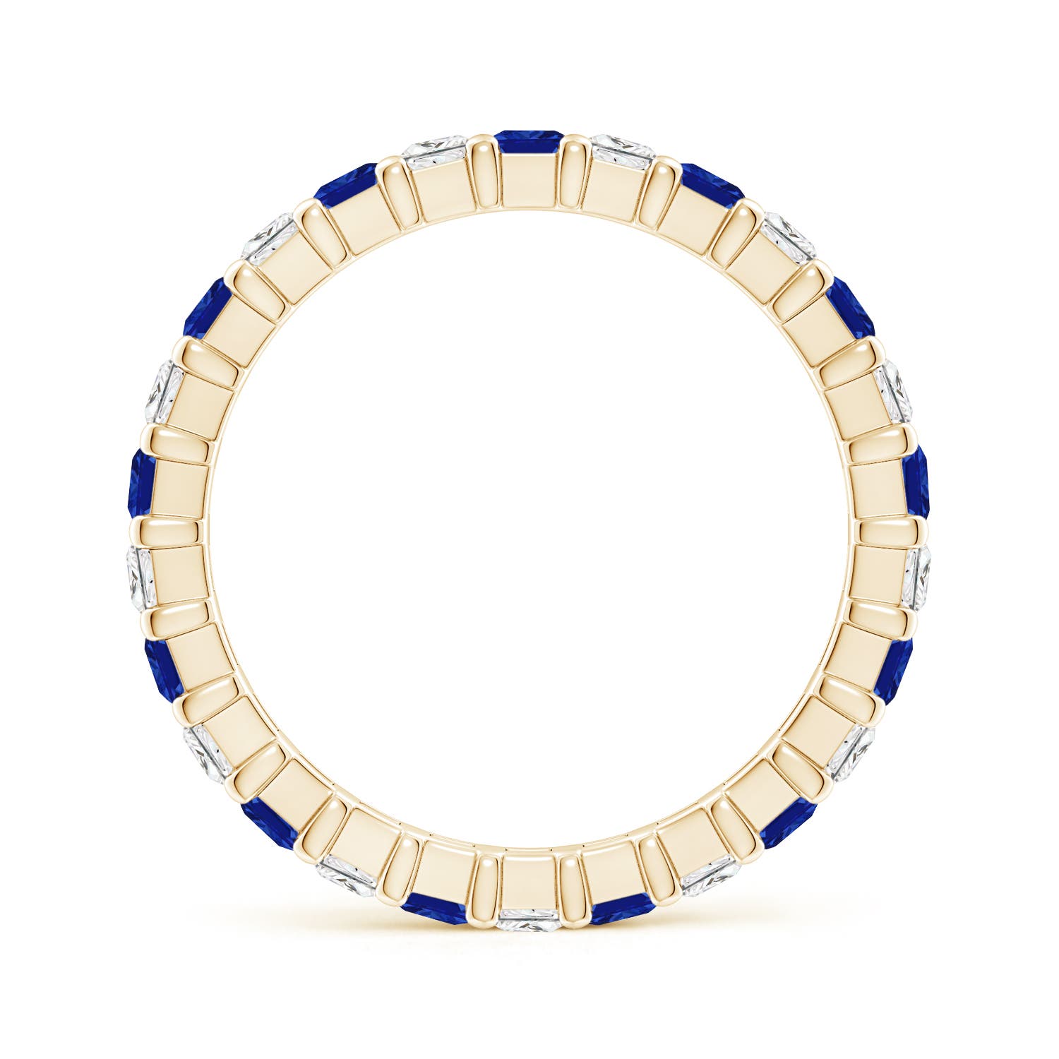2.3mm AAAA Shared Prong Square Sapphire and Diamond Eternity Ring in 65 Yellow Gold - side 3
