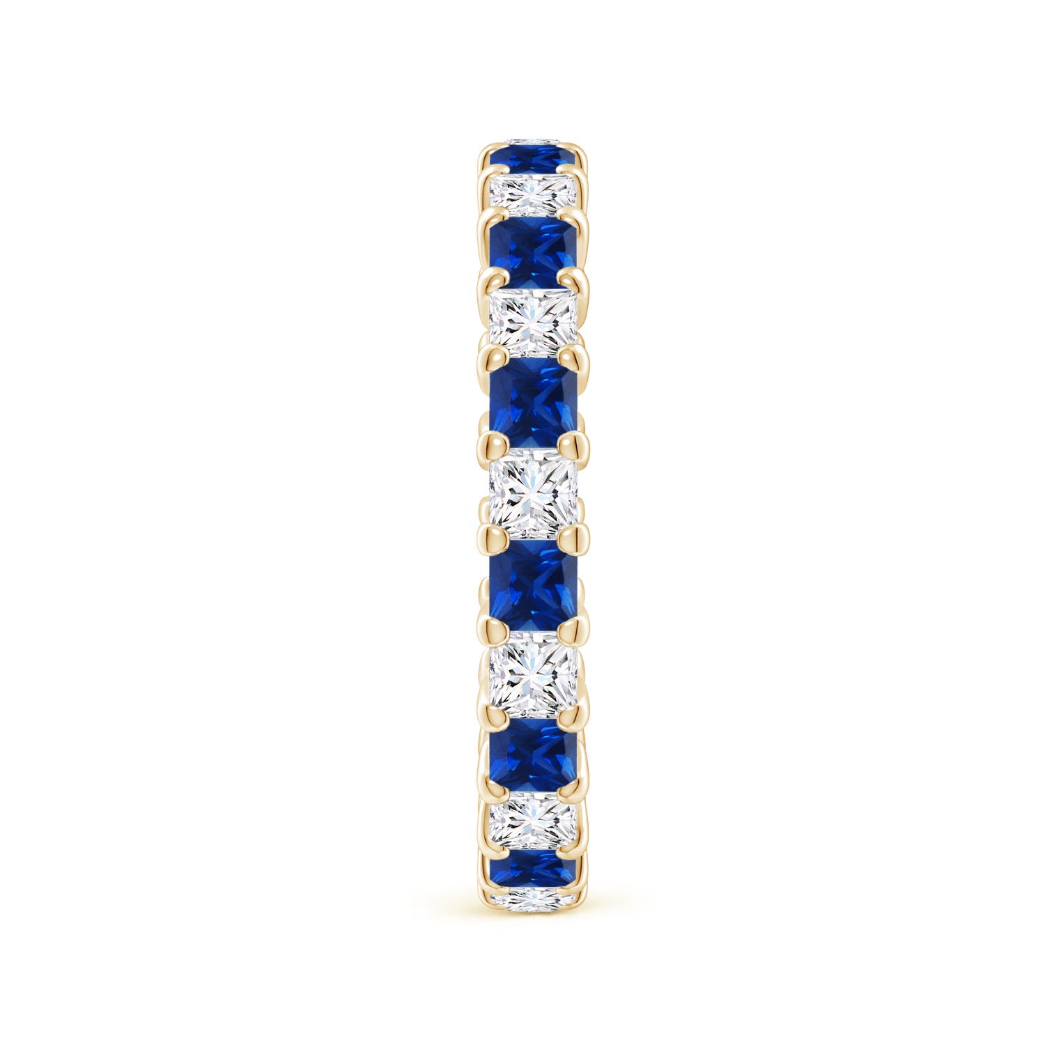 2.3mm AAAA Shared Prong Square Sapphire and Diamond Eternity Ring in 65 Yellow Gold - side 5