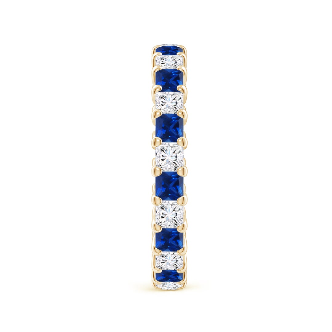 2.3mm AAAA Shared Prong Square Sapphire and Diamond Eternity Ring in 65 Yellow Gold - side 5