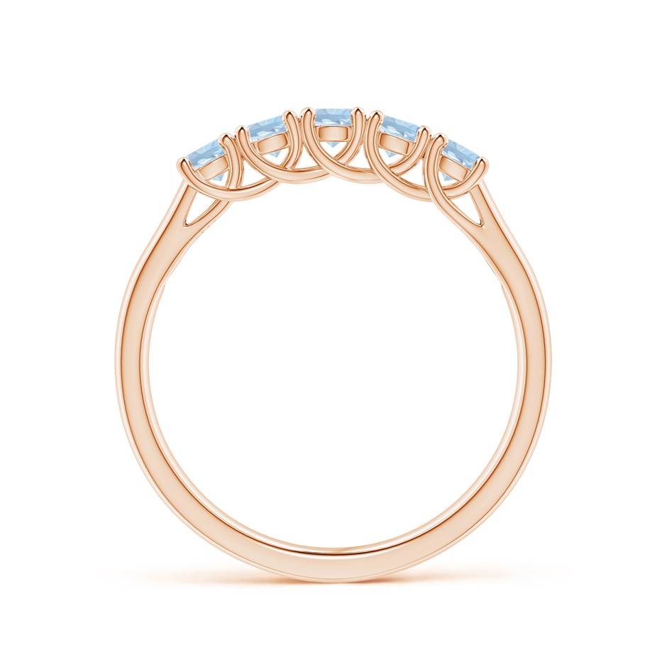 2.8mm AA Half Eternity Five Stone Aquamarine Wedding Ring in 18K Rose Gold side 199