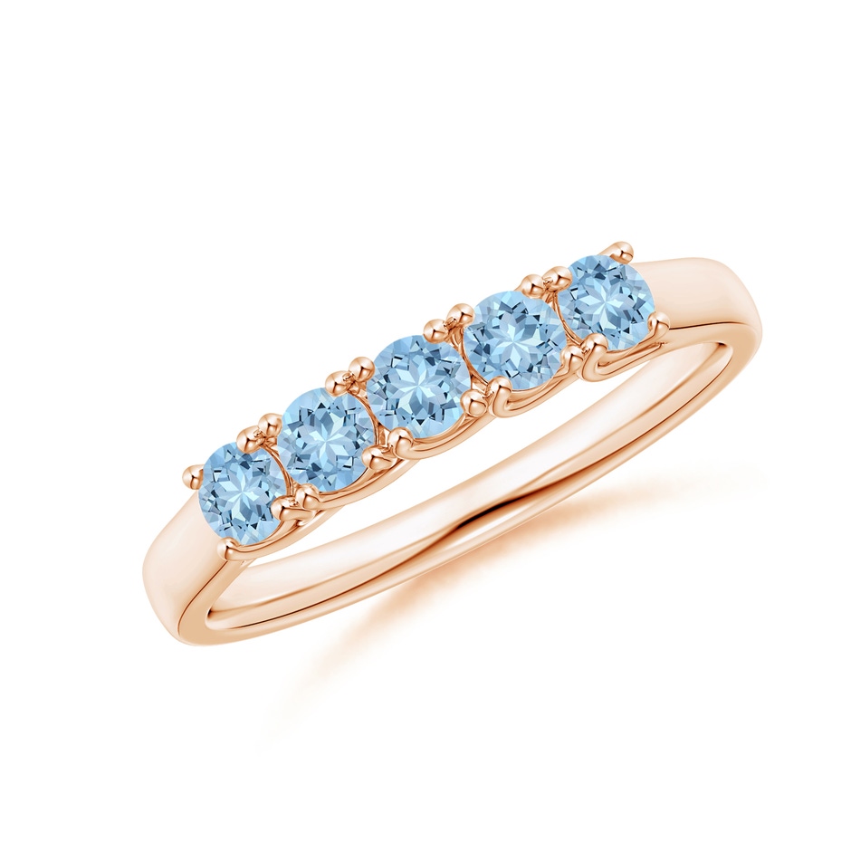 2.8mm AAA Half Eternity Five Stone Aquamarine Wedding Ring in 18K Rose Gold 
