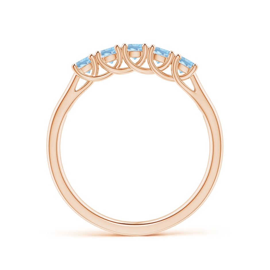 2.8mm AAA Half Eternity Five Stone Aquamarine Wedding Ring in 18K Rose Gold side 199