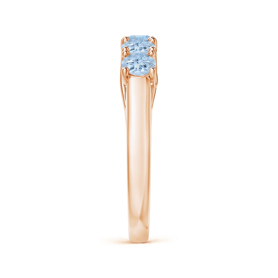 3.8mm AA Half Eternity Five Stone Aquamarine Wedding Ring in 18K Rose Gold side 299