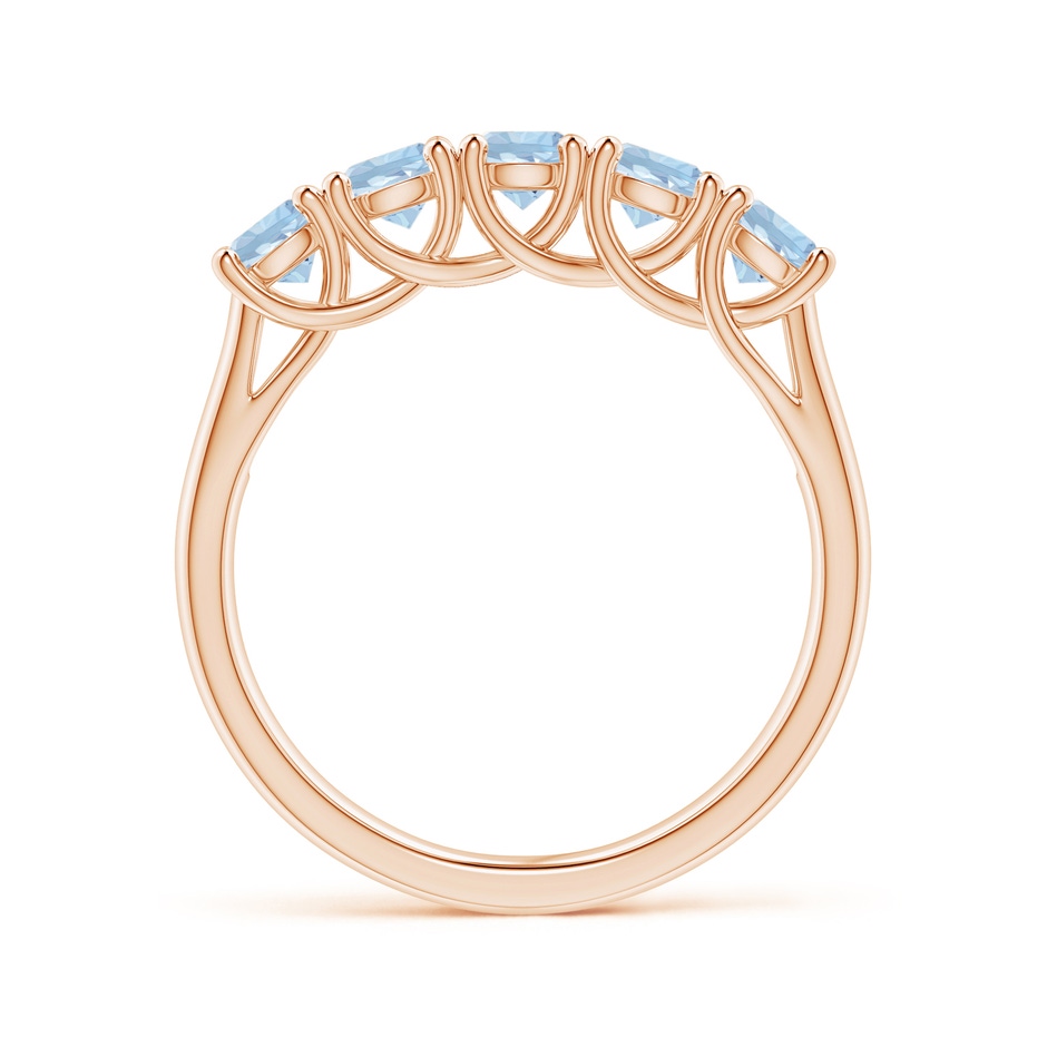 3.8mm AA Half Eternity Five Stone Aquamarine Wedding Ring in Rose Gold side 199