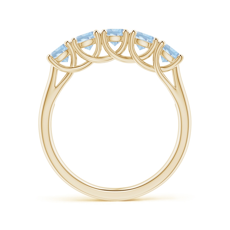 3.8mm AA Half Eternity Five Stone Aquamarine Wedding Ring in Yellow Gold side 199