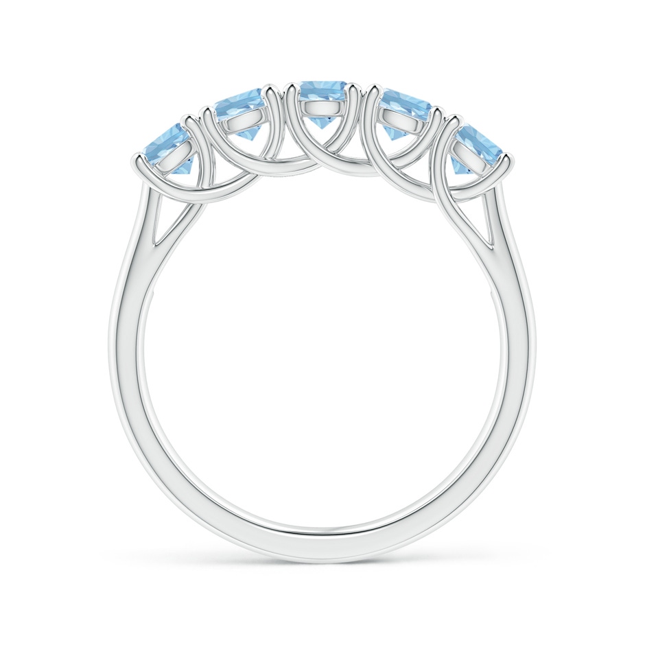 3.8mm AAA Half Eternity Five Stone Aquamarine Wedding Ring in 18K White Gold side 199