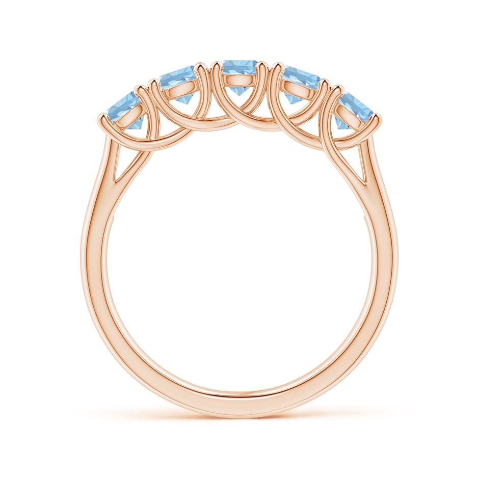 3.8mm AAA Half Eternity Five Stone Aquamarine Wedding Ring in 9K Rose Gold side 199