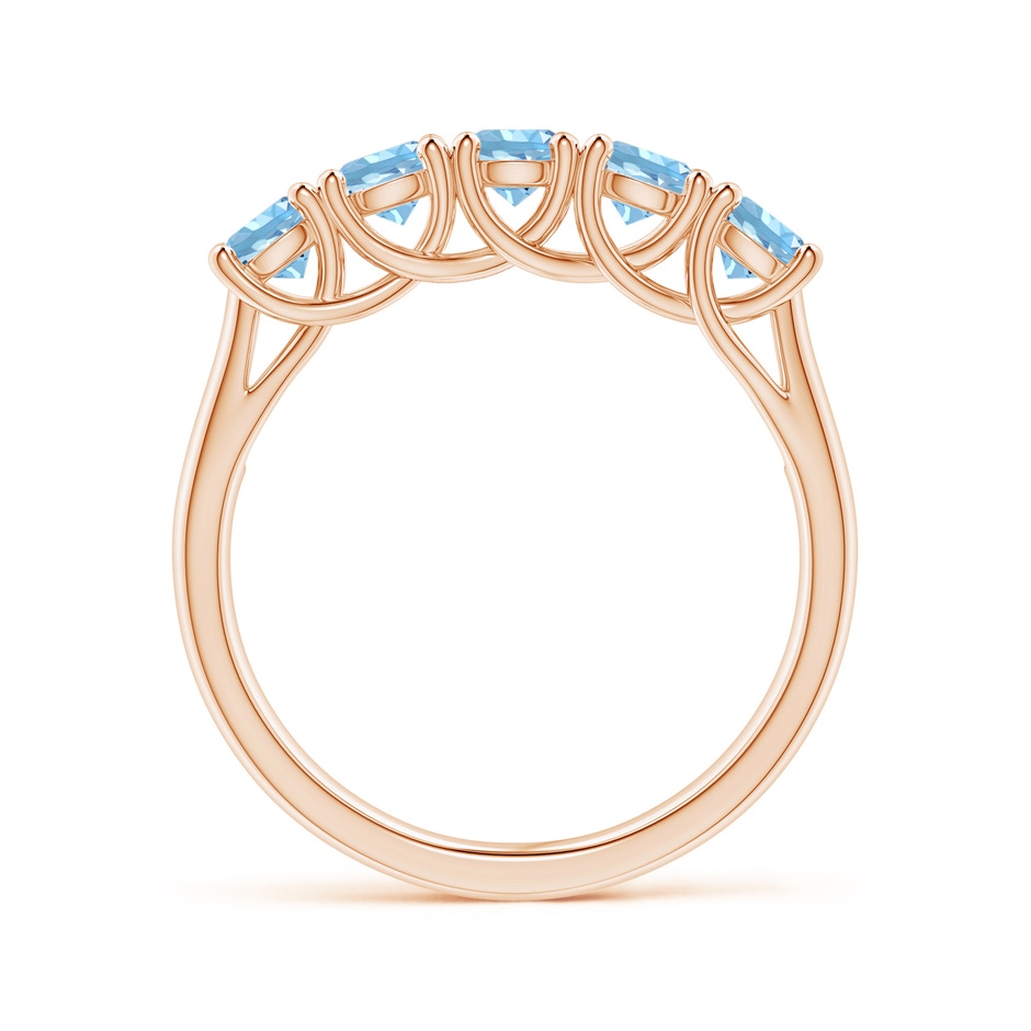 3.8mm AAAA Half Eternity Five Stone Aquamarine Wedding Ring in 18K Rose Gold side 199