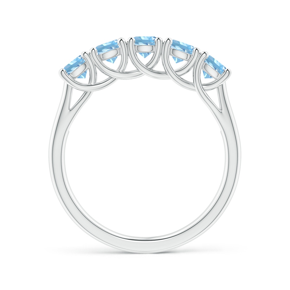 3.8mm AAAA Half Eternity Five Stone Aquamarine Wedding Ring in 18K White Gold side 199