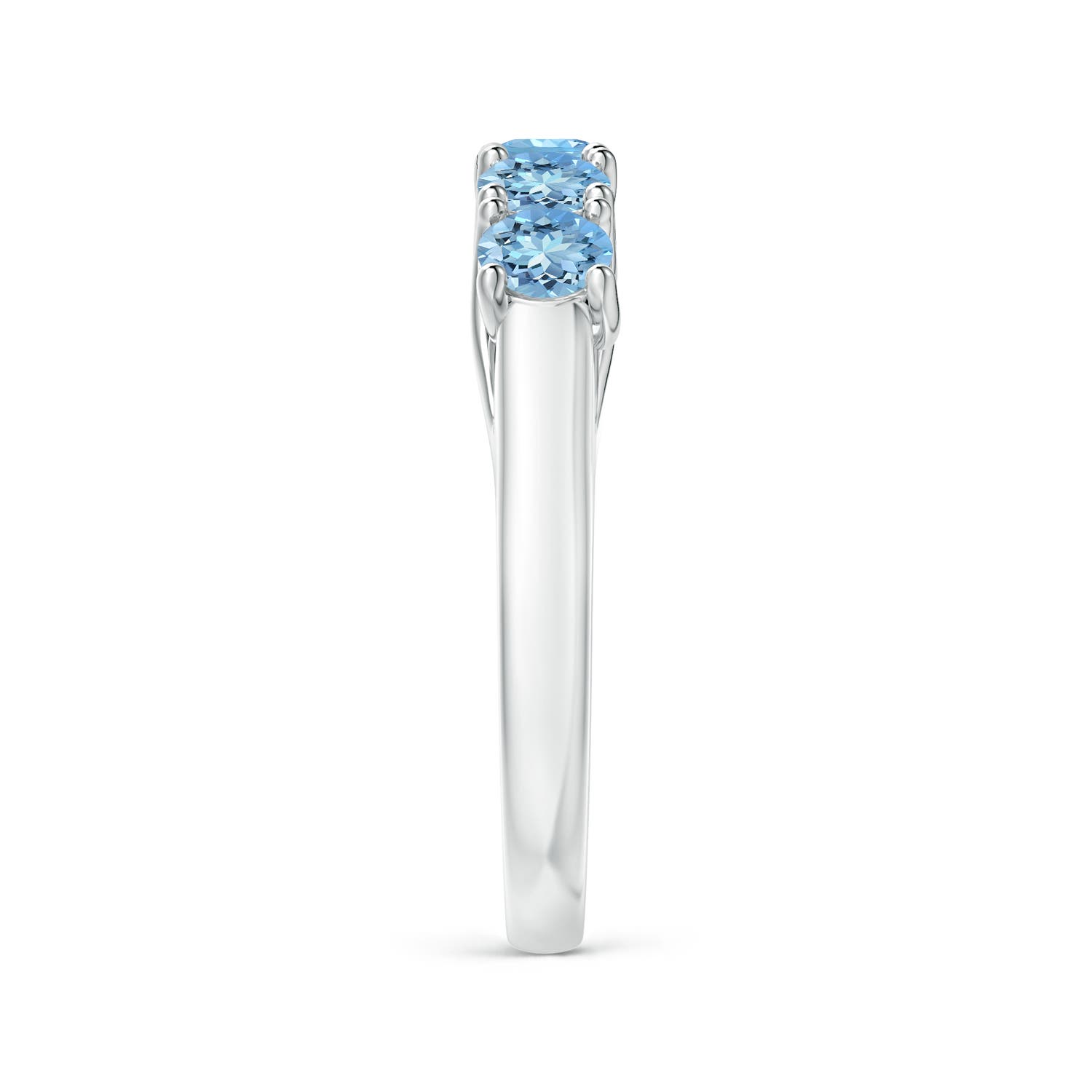 3.8mm AAAA Half Eternity Five Stone Aquamarine Wedding Ring in 18K White Gold - side 5