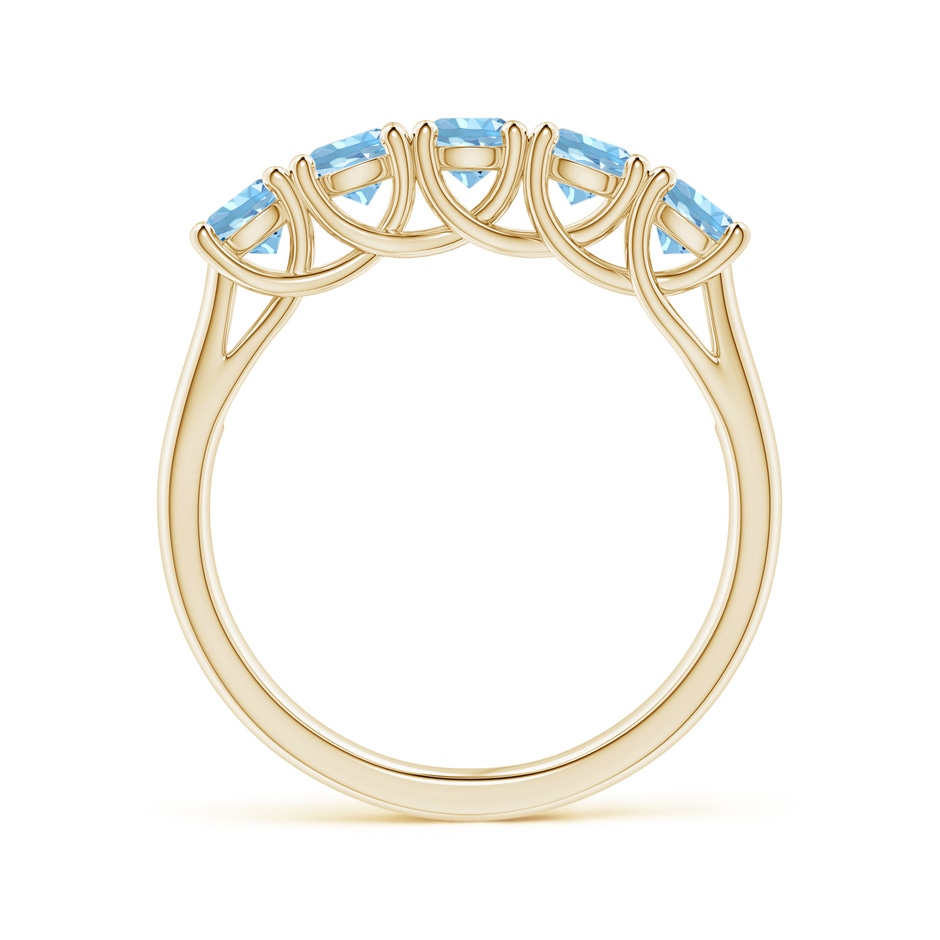 3.8mm AAAA Half Eternity Five Stone Aquamarine Wedding Ring in 18K Yellow Gold side 199
