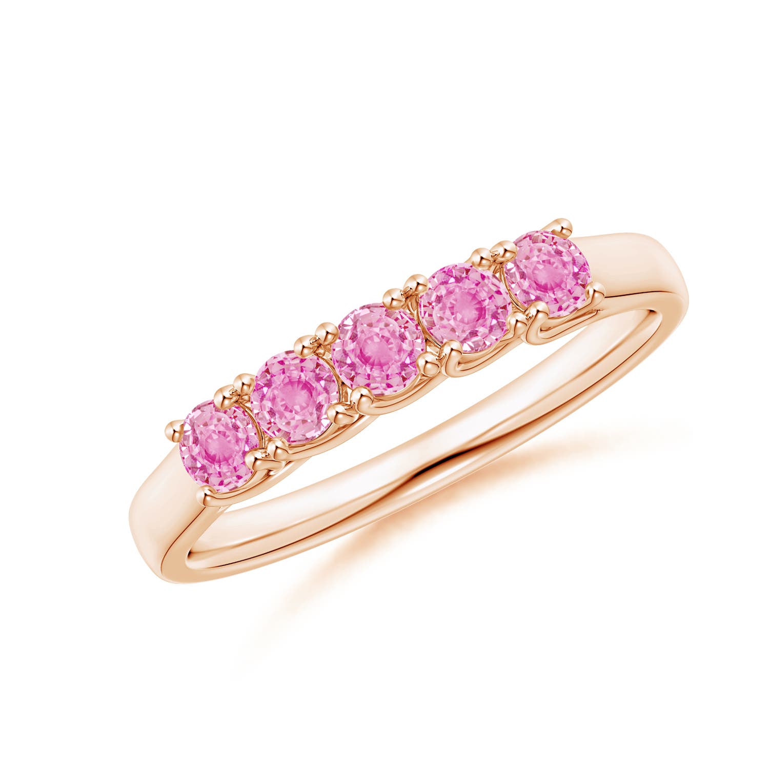 2.8mm A Half Eternity Five Stone Pink Sapphire Wedding Ring in Rose Gold
