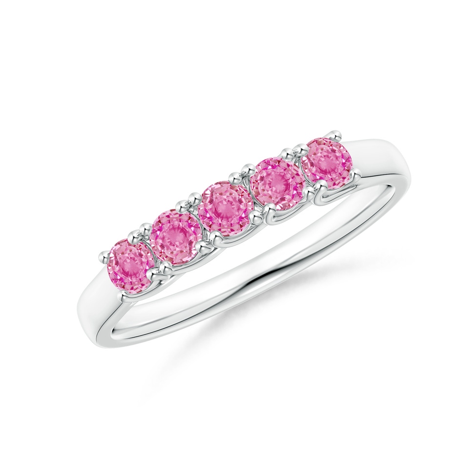 2.8mm AA Half Eternity Five Stone Pink Sapphire Wedding Ring in S999 Silver 