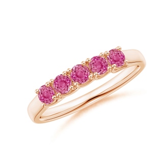 2.8mm AAA Half Eternity Five Stone Pink Sapphire Wedding Ring in Rose Gold